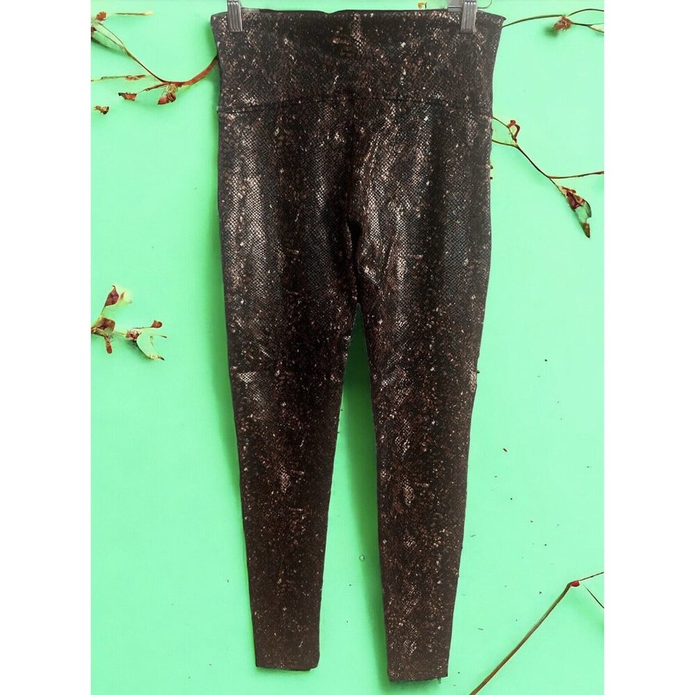 Spanx SnakeSkin Leggings Women's L Stretch Shapewear Snake Pattern Brown ($110)